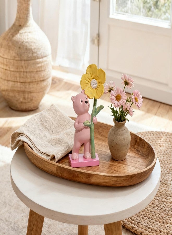 DiliComing Cute Bear Figurines Home Decor - 8 Inch Pink Small Resin Bear Statues for Home Decor Office Desktop Shelf Living Room Decoration Handmade Womens Gift - Image 5